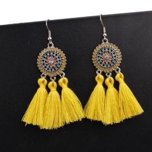 Yellow Tassel Earrings